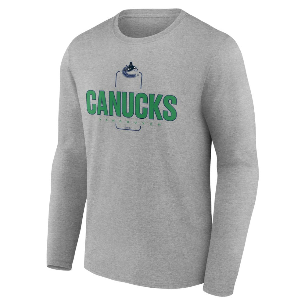 Vancouver Canucks - Personalized Name & Number Midfielder Long Sleeve T-Shirt Gray