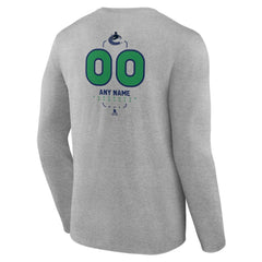 Vancouver Canucks - Personalized Name & Number Midfielder Long Sleeve T-Shirt Gray