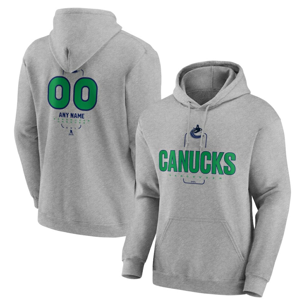 Vancouver Canucks - Personalized Name & Number Midfielder Pullover Hoodie Gray