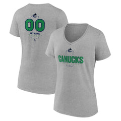 Vancouver Canucks - Women's Personalized Name & Number Midfielder V-Neck T-Shirt Gray