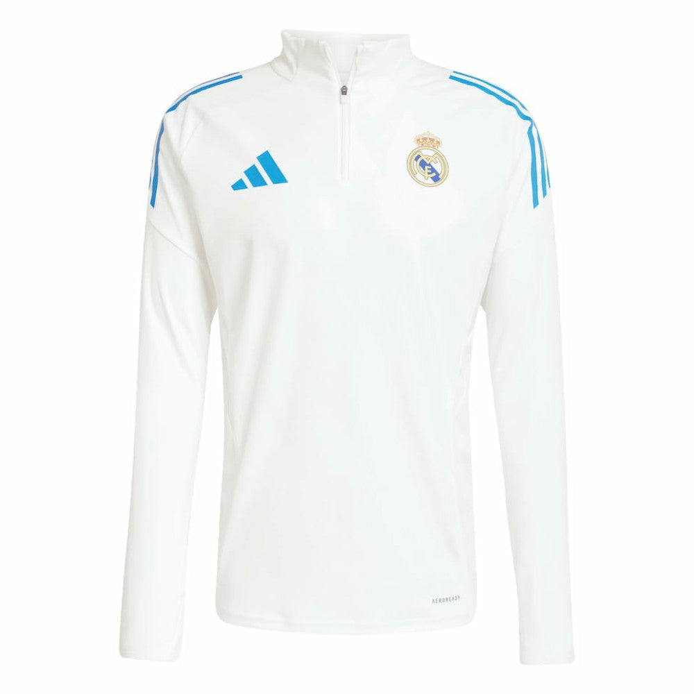 Adidas Real Madrid 2025/26 AEROREADY Raglan Quarter-Zip Training Top - White