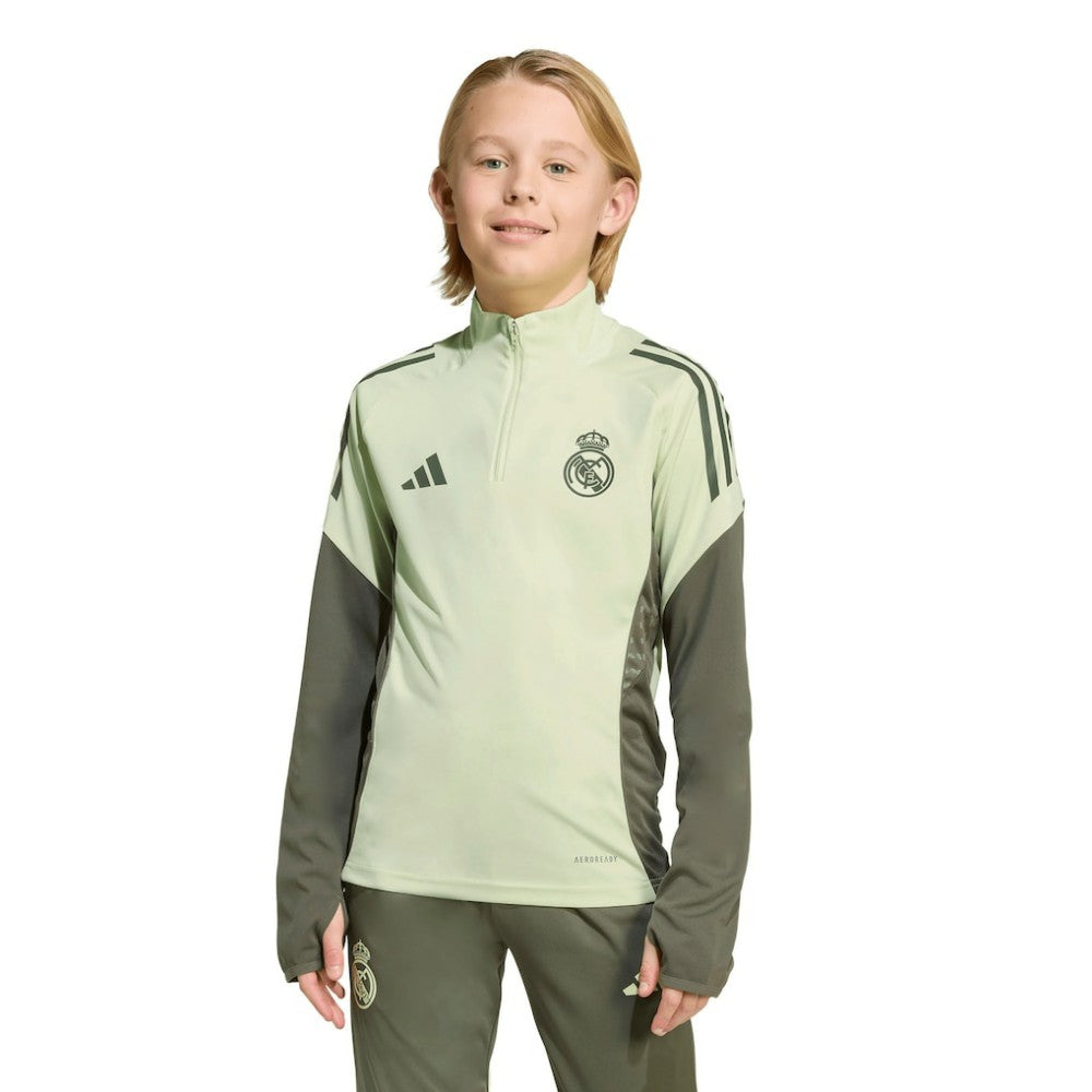 Adidas Real Madrid Youth 2025/26 Training AEROREADY Quarter-Zip Pullover - Green