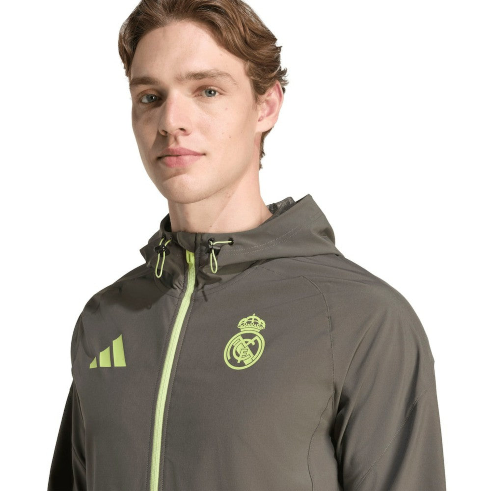 Adidas Real Madrid 2025/26 Tiro Vis Tech Travel Jacket - Olive