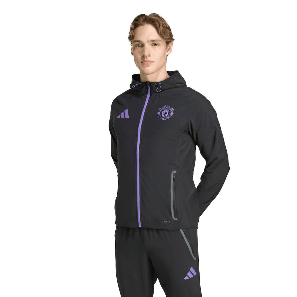 Adidas Manchester United 2025/26 Tiro Vis Tech Travel Jacket - Black