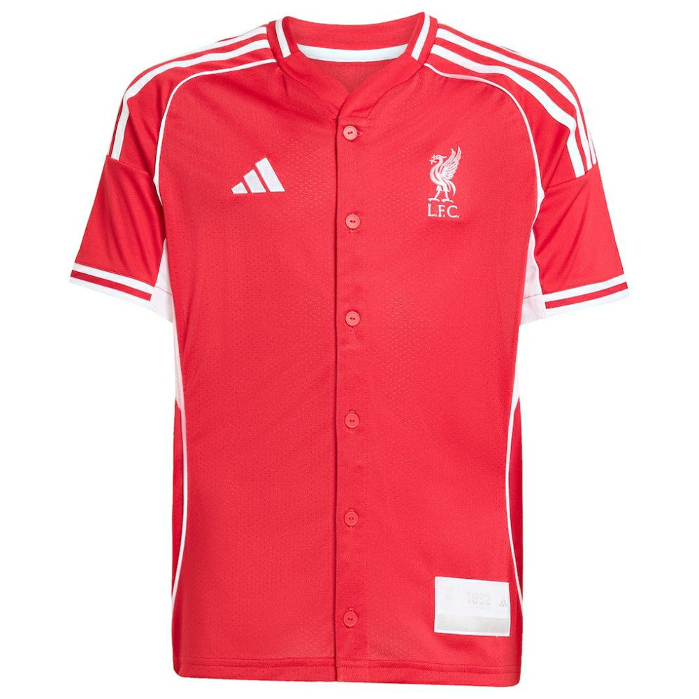 Adidas Liverpool Youth Full-Button Baseball Jerseys - Red