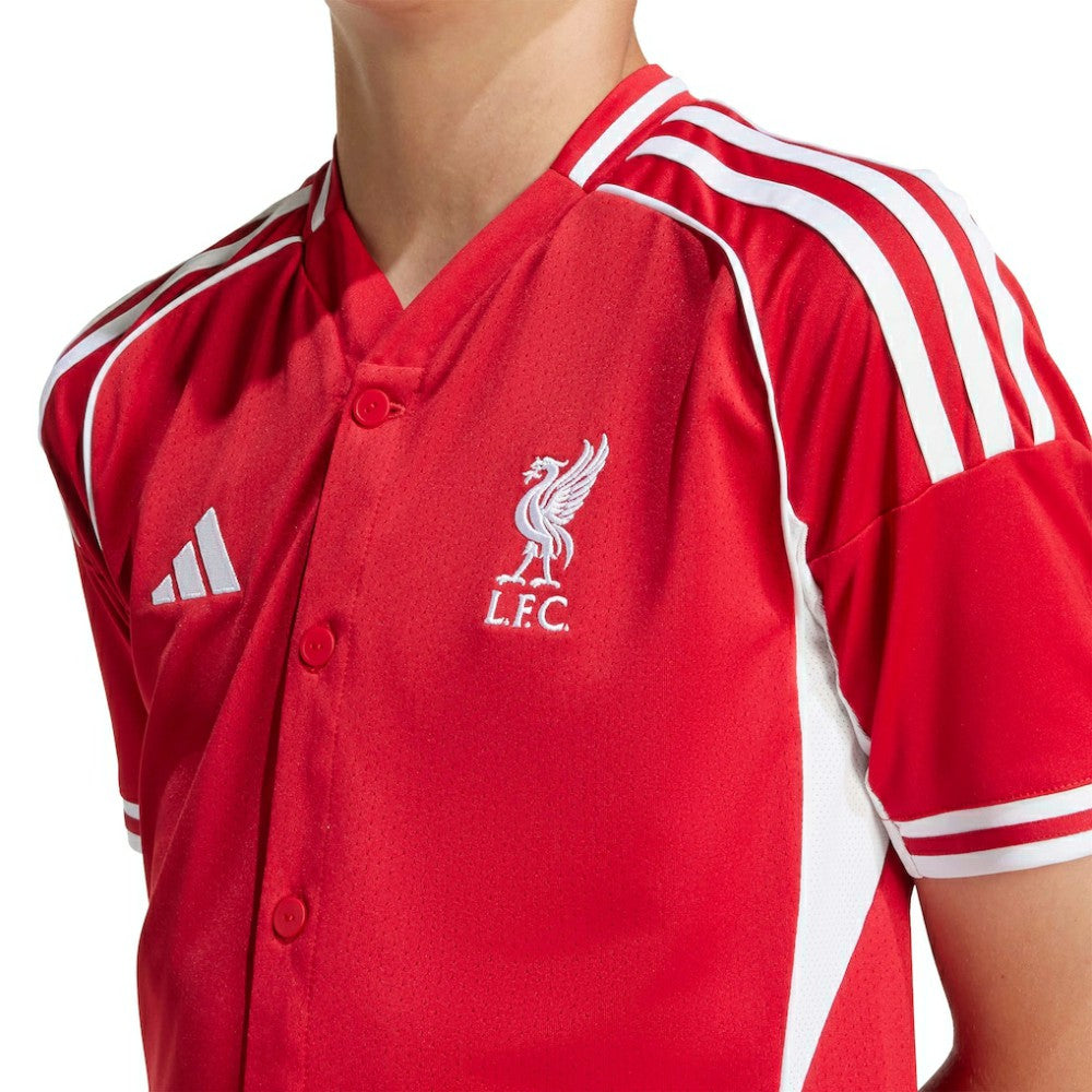 Adidas Liverpool Youth Full-Button Baseball Jerseys - Red