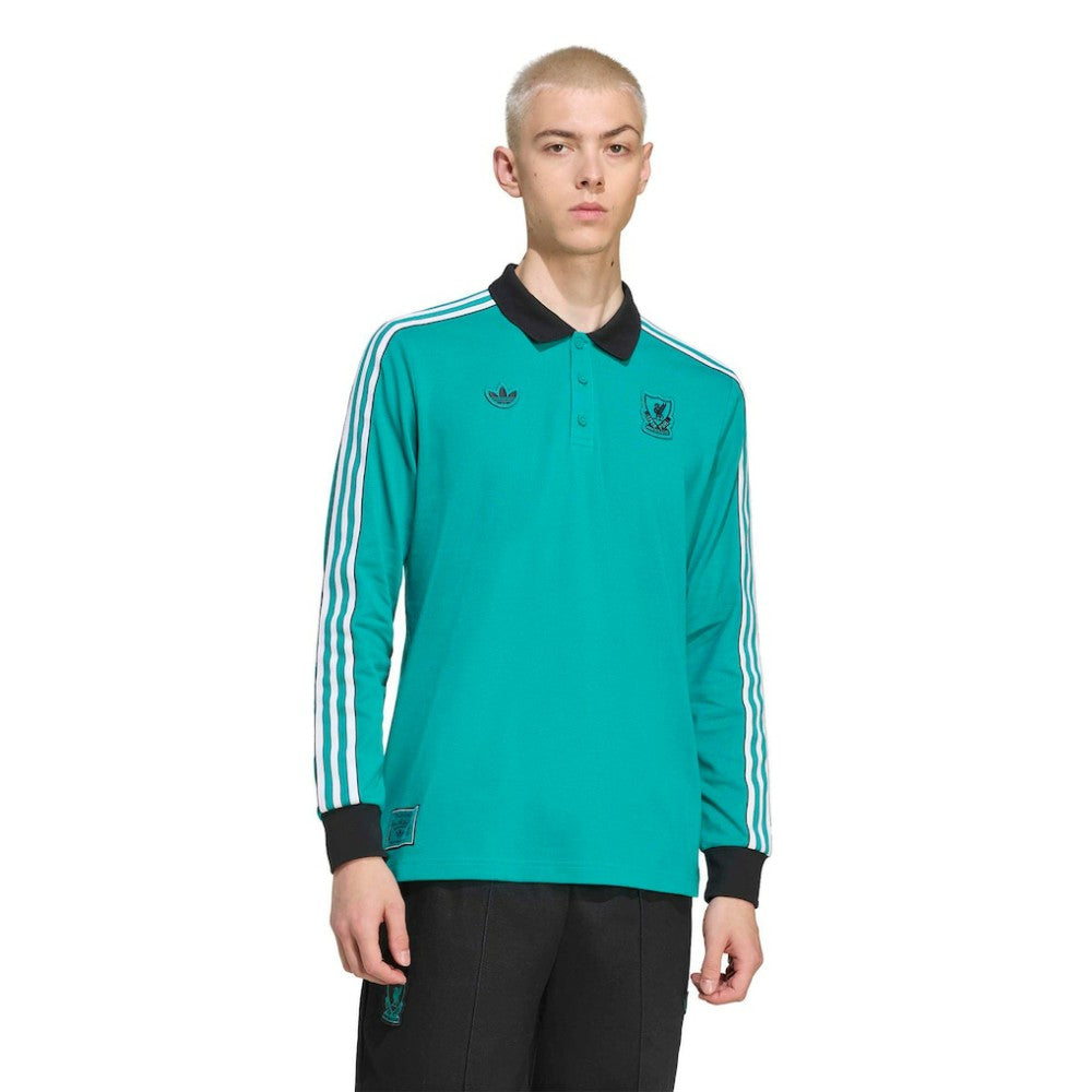 Adidas Liverpool Terrace Icons Long Sleeve Polo - Green