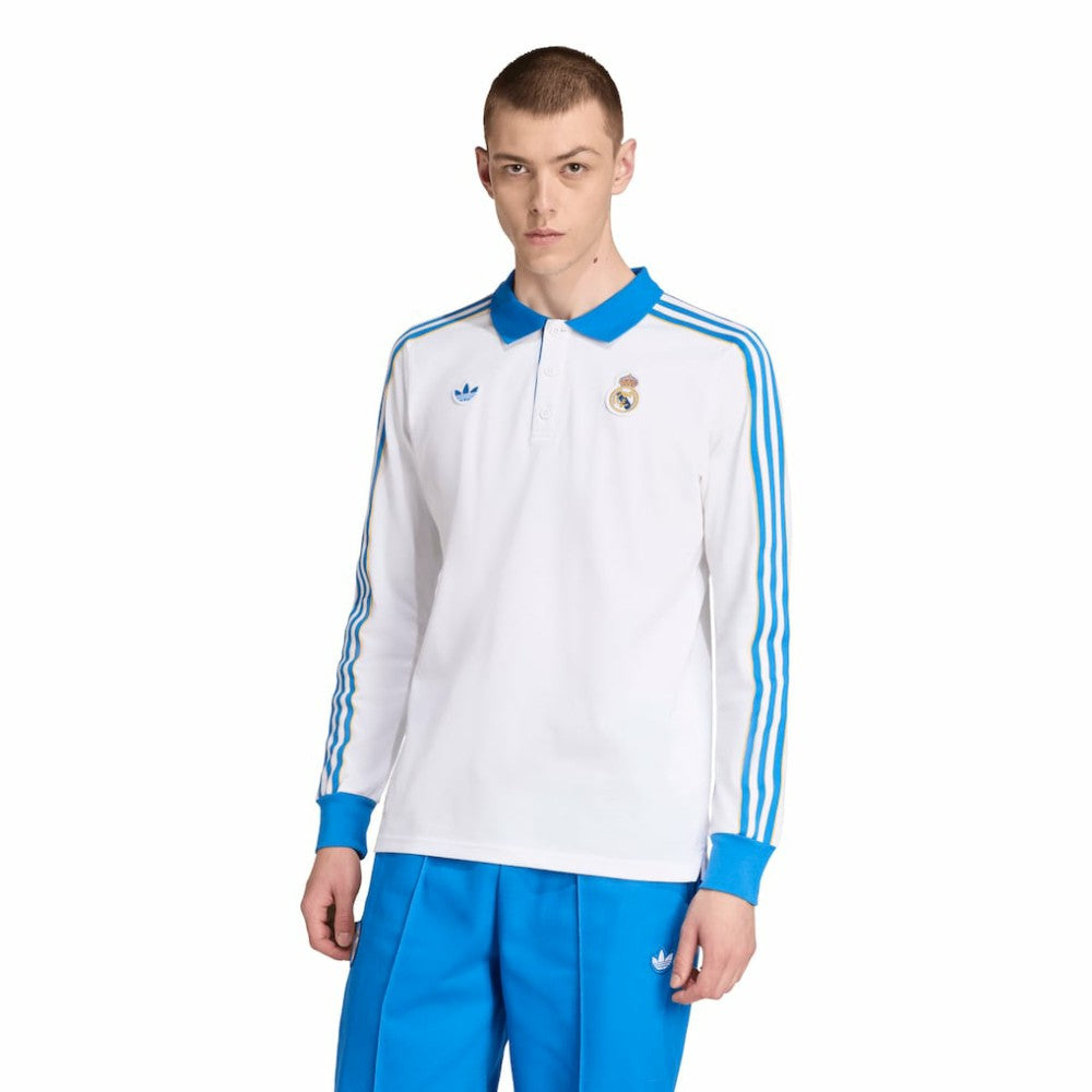 Adidas Real Madrid Terrace Icons Long Sleeve Polo - White