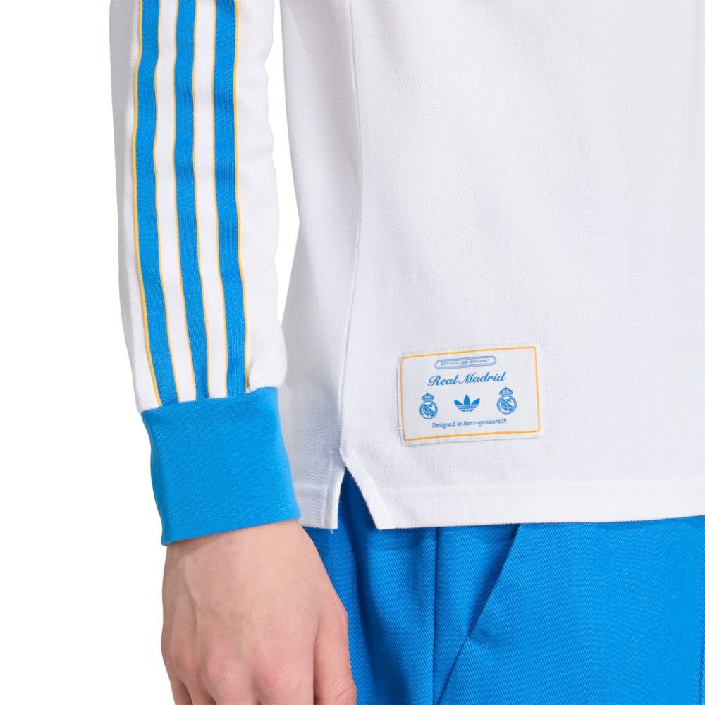 Adidas Real Madrid Terrace Icons Long Sleeve Polo - White