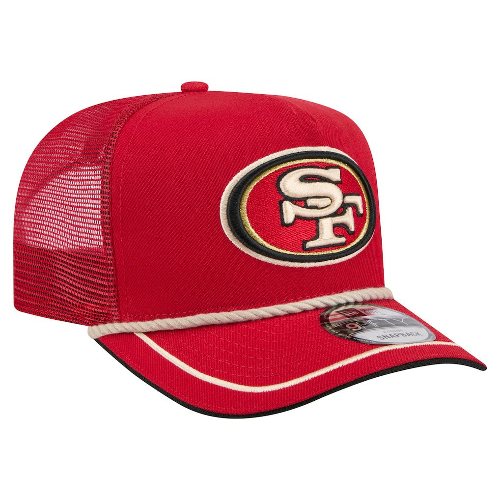 San Francisco 49ers New Era Vintage Team Rope A-Frame Trucker 9FIFTY Snapback Hat Scarlet - NFL