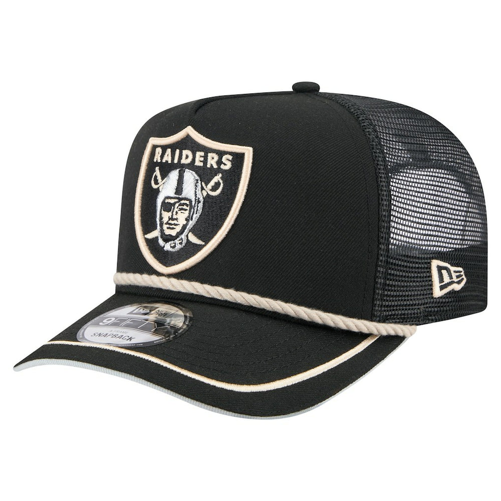 Las Vegas Raiders New Era Vintage Team Rope A-Frame Trucker 9FIFTY Snapback Hat Black - NFL