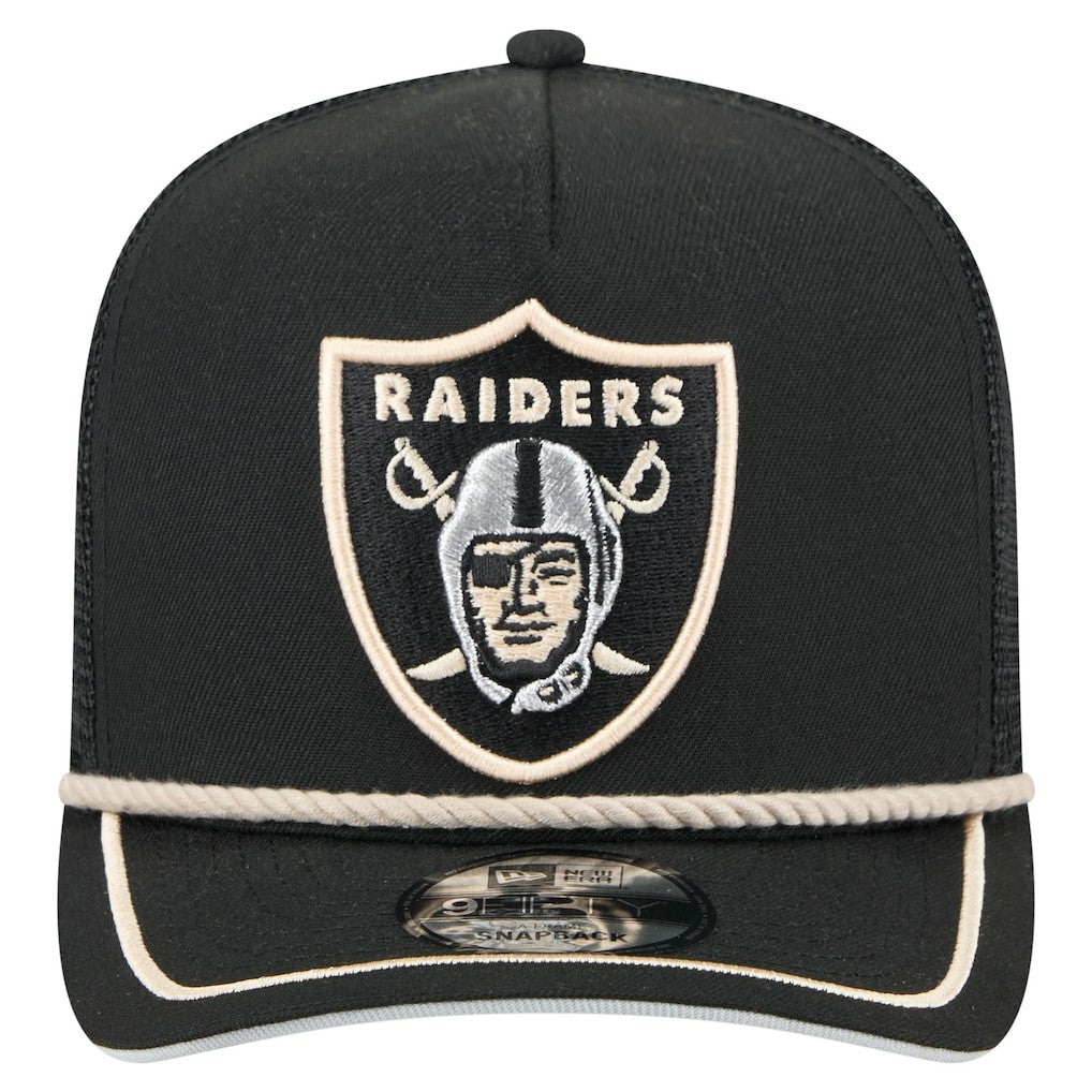 Las Vegas Raiders New Era Vintage Team Rope A-Frame Trucker 9FIFTY Snapback Hat Black - NFL