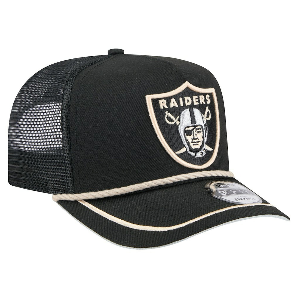 Las Vegas Raiders New Era Vintage Team Rope A-Frame Trucker 9FIFTY Snapback Hat Black - NFL