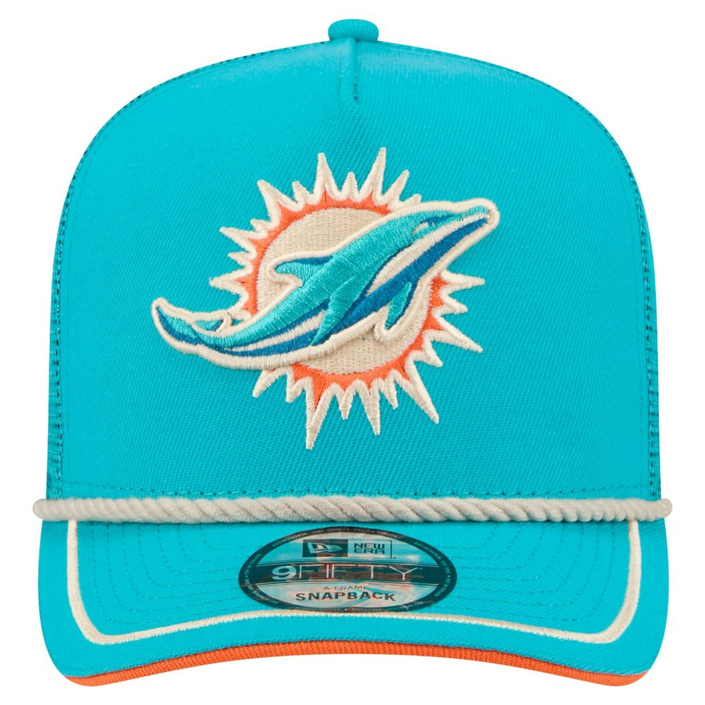 Miami Dolphins New Era Vintage Team Rope A-Frame Trucker 9FIFTY Snapback Hat Aqua - NFL