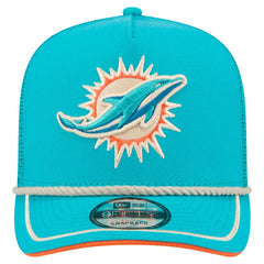 Miami Dolphins New Era Vintage Team Rope A-Frame Trucker 9FIFTY Snapback Hat Aqua - NFL