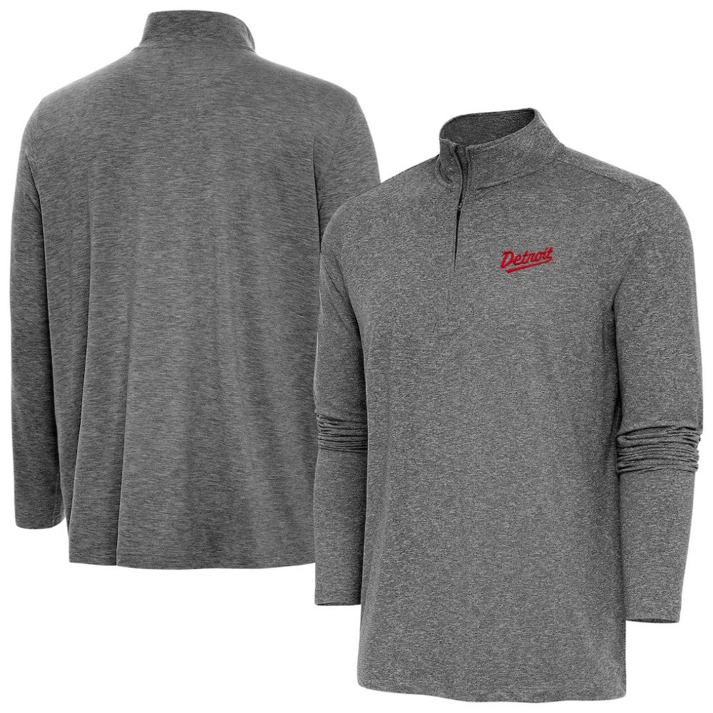 Detroit Red Wings - Antigua 2025 NHL Stadium Series Hunk Quarter-Zip Jacket Heather Black