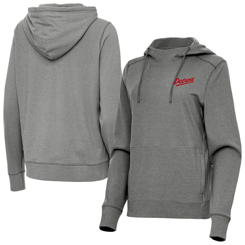 Detroit Red Wings - Antigua Women's 2025 NHL Stadium Series Justice Pullover Hoodie Heather Black