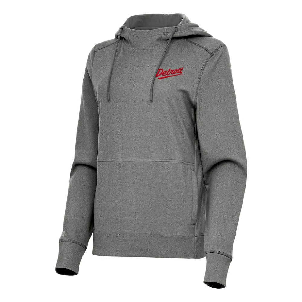 Detroit Red Wings - Antigua Women's 2025 NHL Stadium Series Justice Pullover Hoodie Heather Black