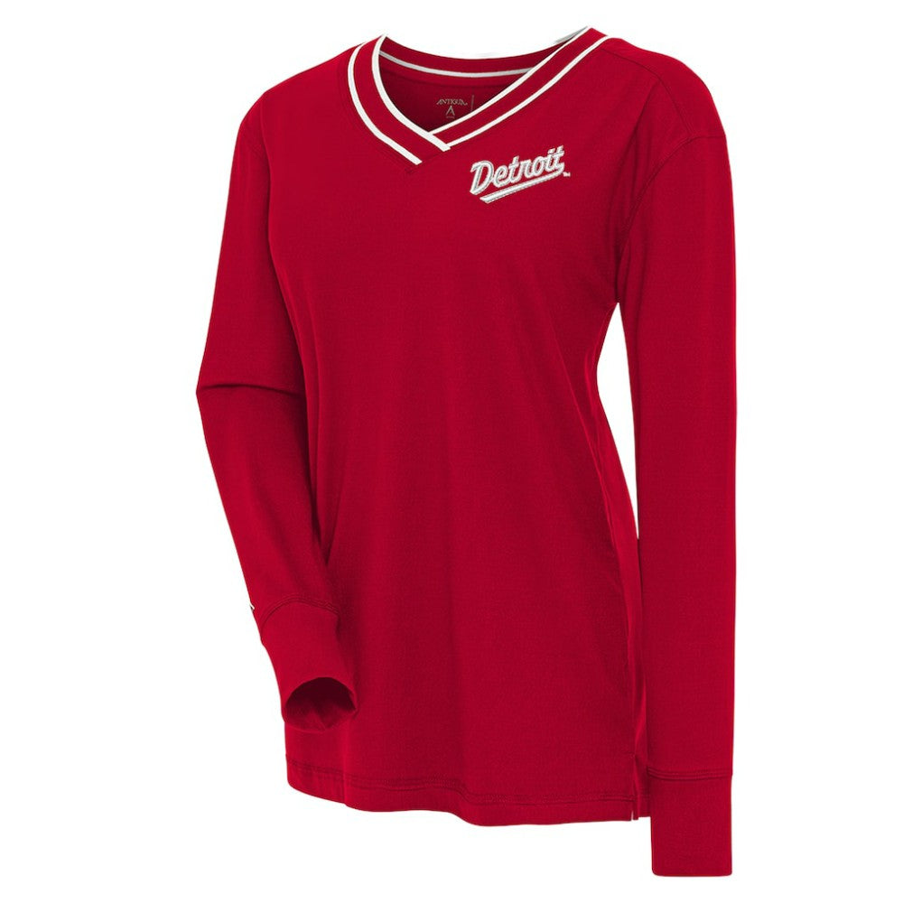Detroit Red Wings - Antigua Women's 2025 NHL Stadium Series Long Sleeve V-Neck Top Red