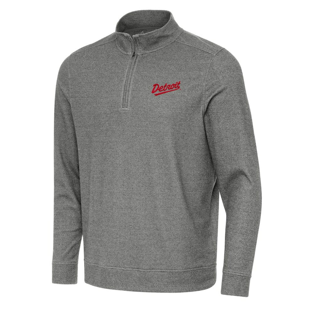 Detroit Red Wings - Antigua 2025 NHL Stadium Series Subtle Quarter-Zip Top Heather Black