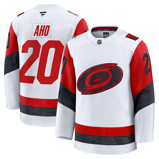 Sebastian Aho Carolina Hurricanes Fanatics Away Premium Jersey - White | NHL Jerseys