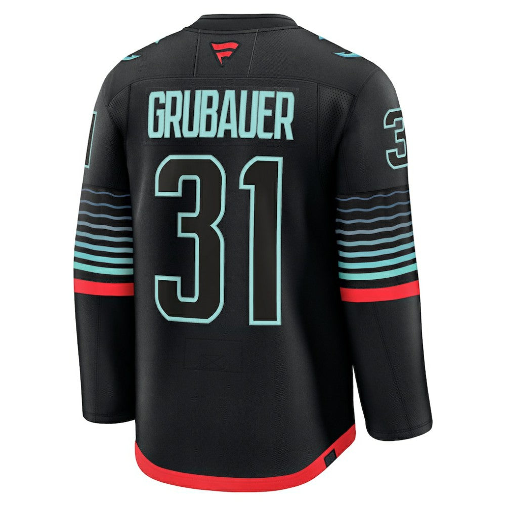 Philipp Grubauer Seattle Kraken Fanatics Alternate Premium Player Jersey - Black | NHL Jerseys