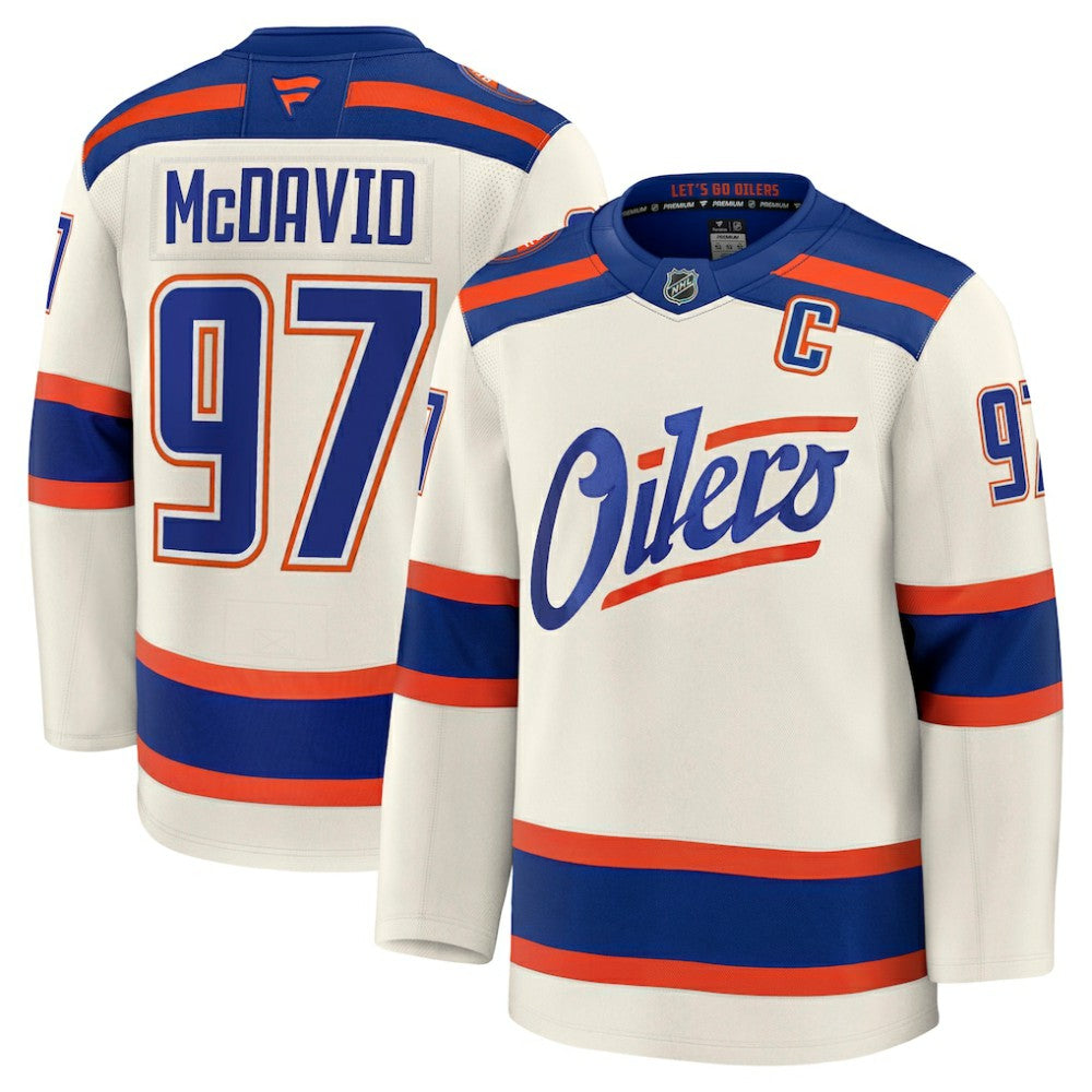 Connor McDavid Edmonton Oilers - Fanatics Alternate Premium Jersey Light Beige