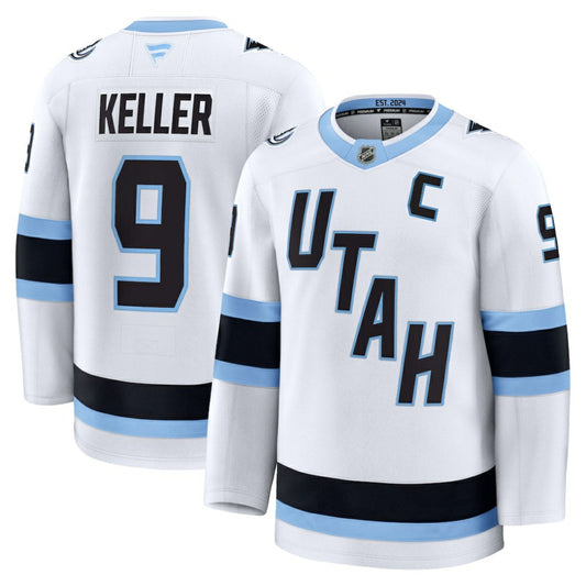 Clayton Keller Utah Mammoth Fanatics Away Premium Player Jersey - White | NHL Jerseys
