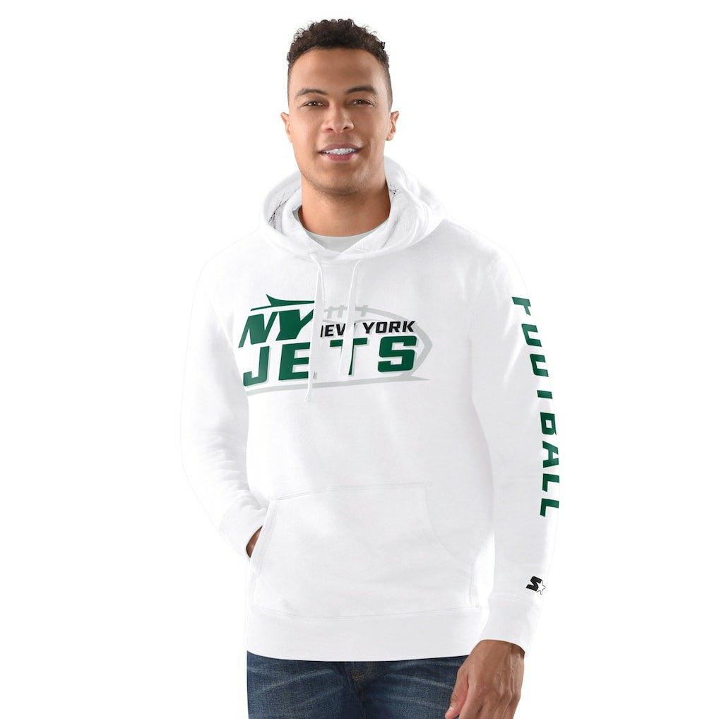 New York Jets Starter Vintage Pullover Hoodie White - NFL