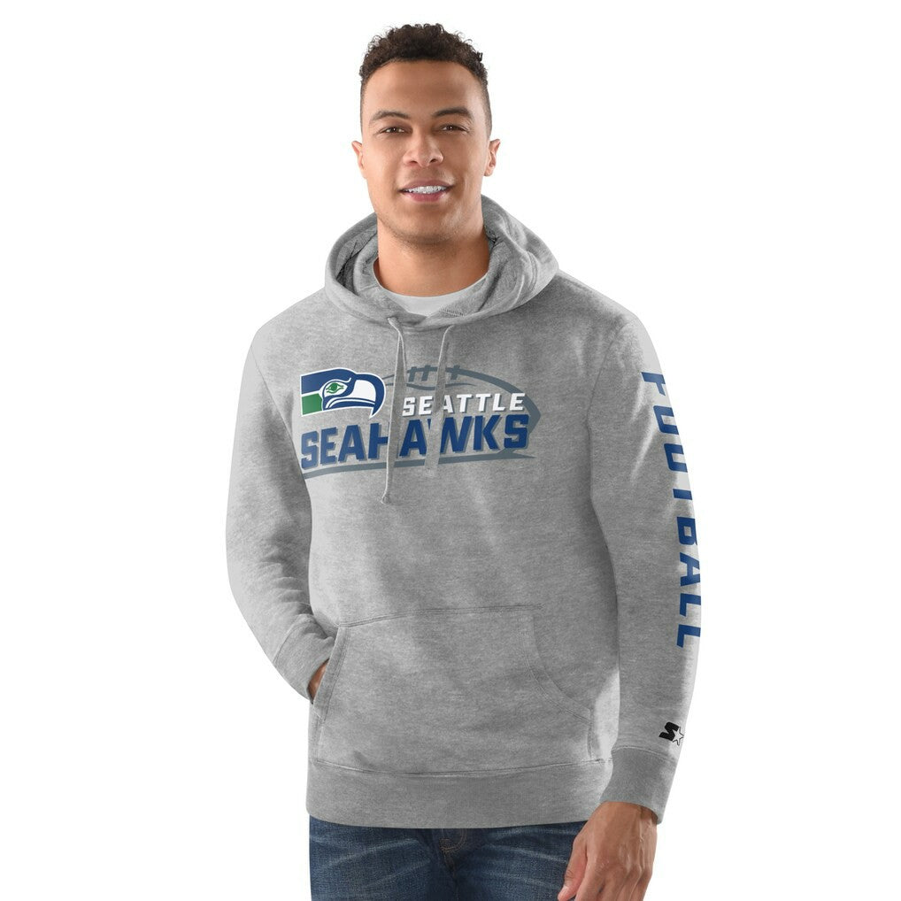 Seattle Seahawks Starter Vintage Pullover Hoodie Heather Gray - NFL
