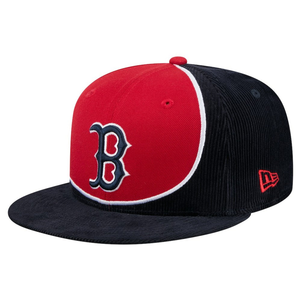 Boston Red Sox New Era Retro Split Corduroy Snapback Hat Lifestyle