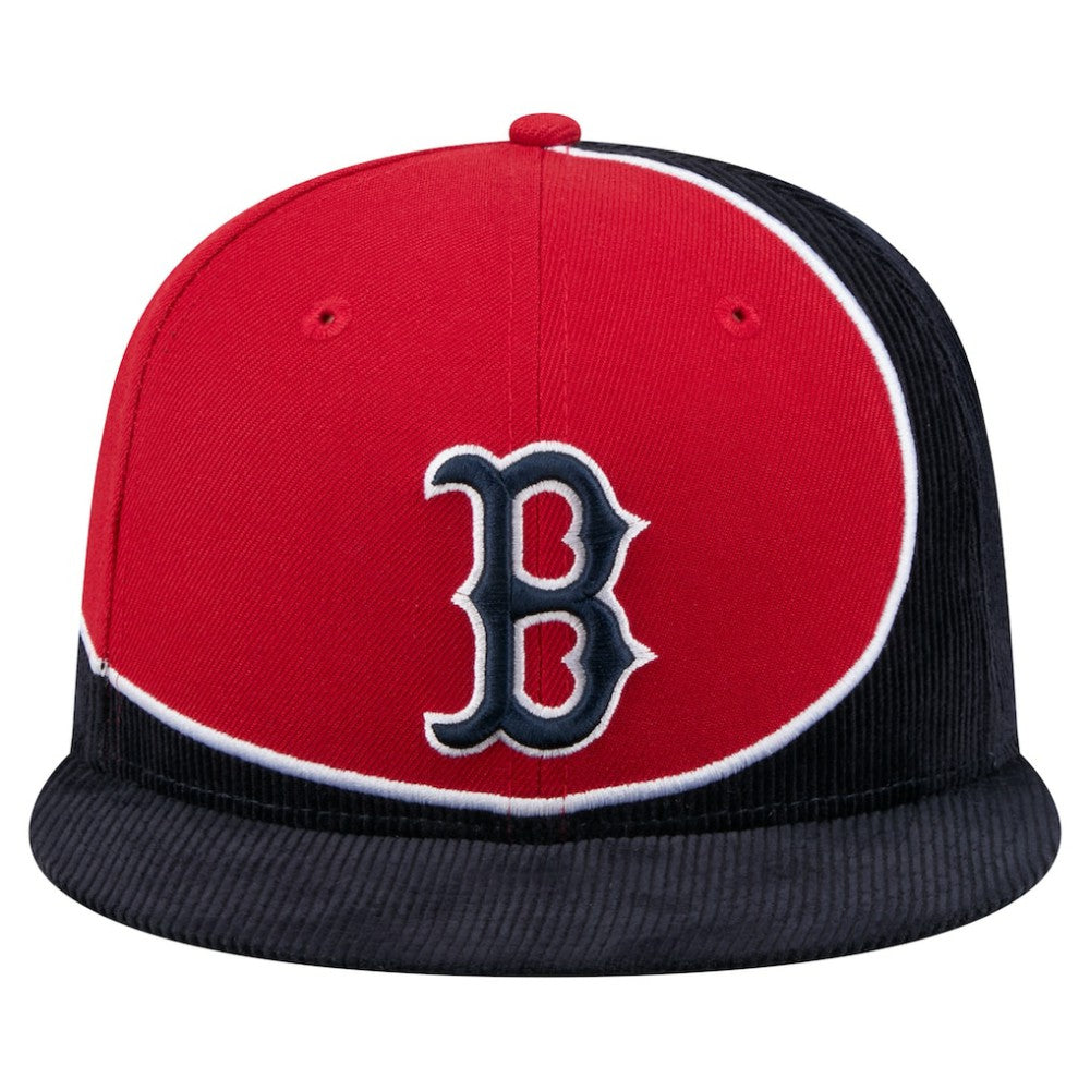 Boston Red Sox New Era Retro Split Corduroy Snapback Hat Lifestyle