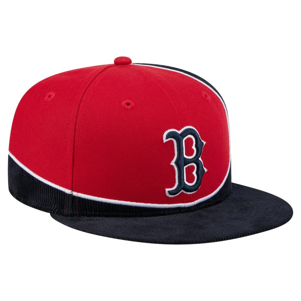 Boston Red Sox New Era Retro Split Corduroy Snapback Hat Lifestyle