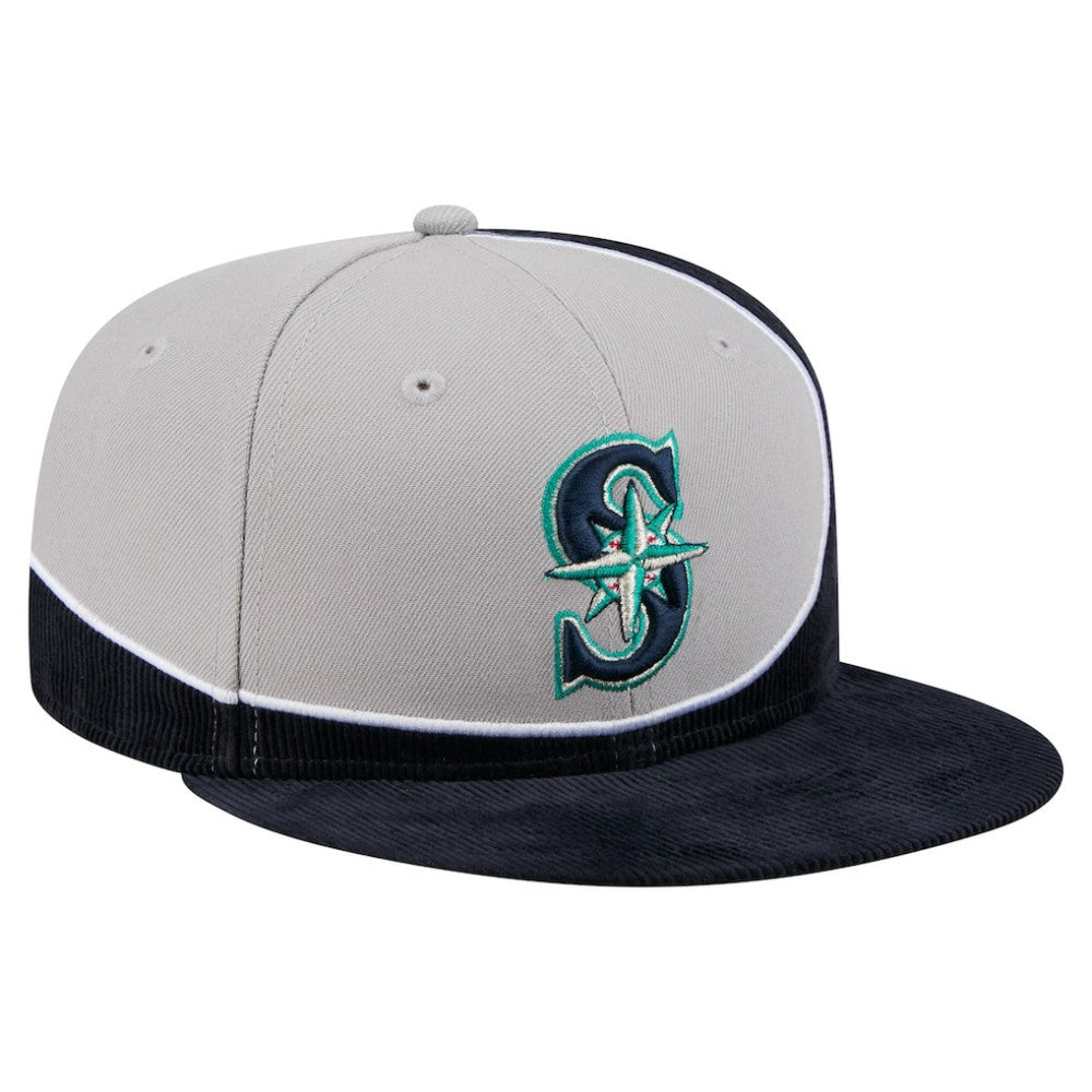 Seattle Mariners New Era Retro Split Corduroy Snapback Hat Clearance