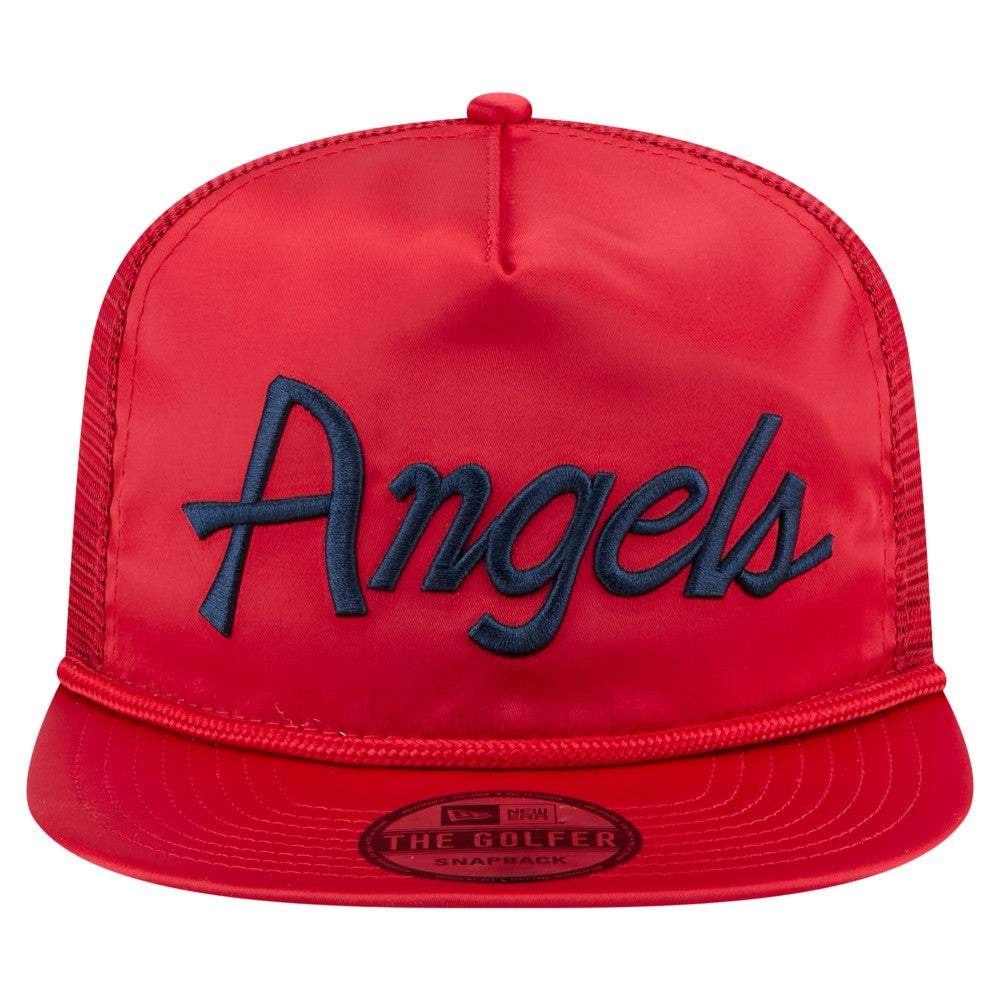 Los Angeles Angels New Era Retro Satin Script Golfer Adjustable Hat for sale