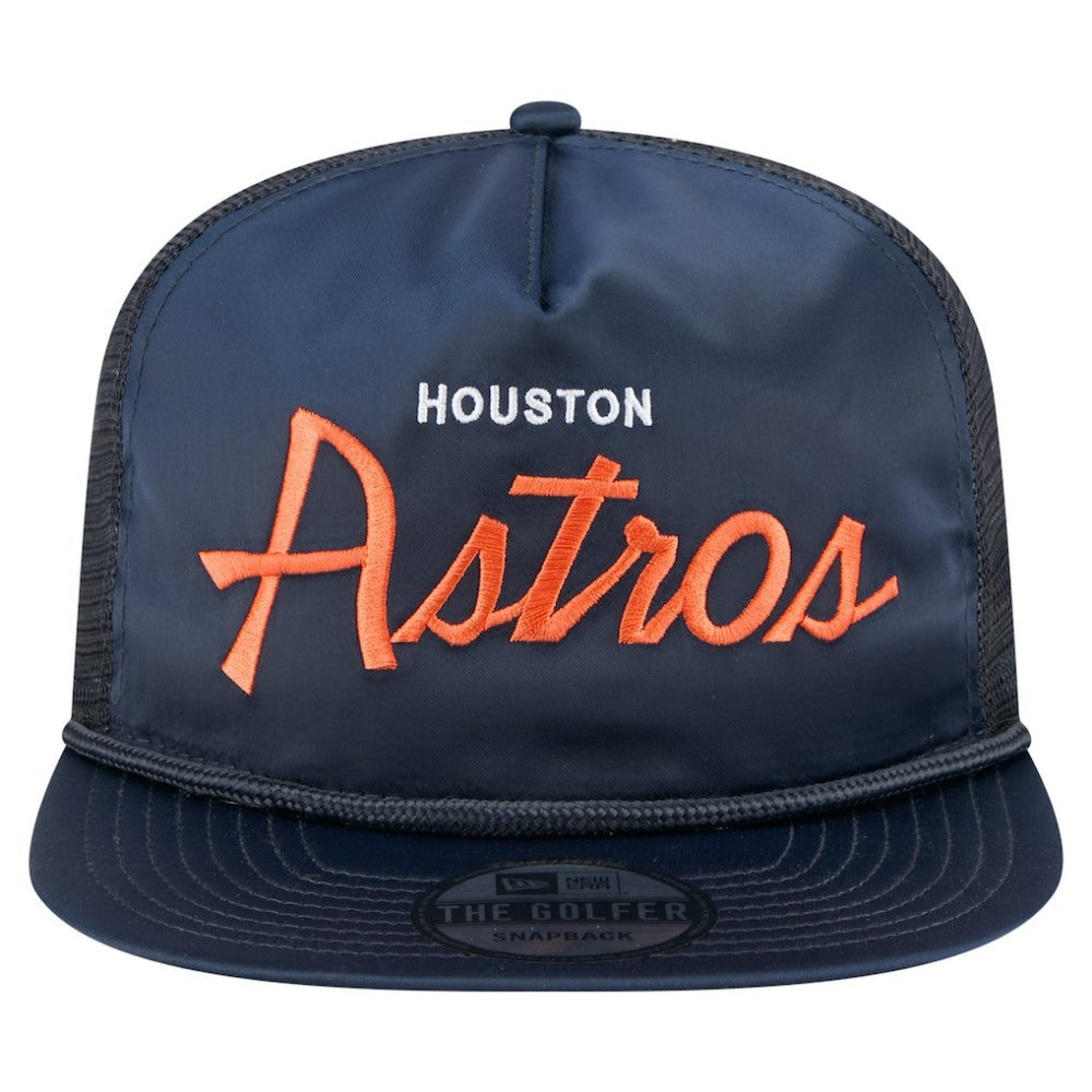 Houston Astros New Era Retro Satin Script Golfer Adjustable Hat On Sale