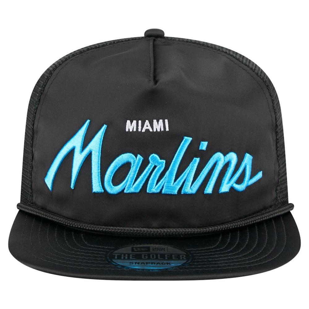 Miami Marlins New Era Retro Satin Script Golfer Adjustable Hat Online