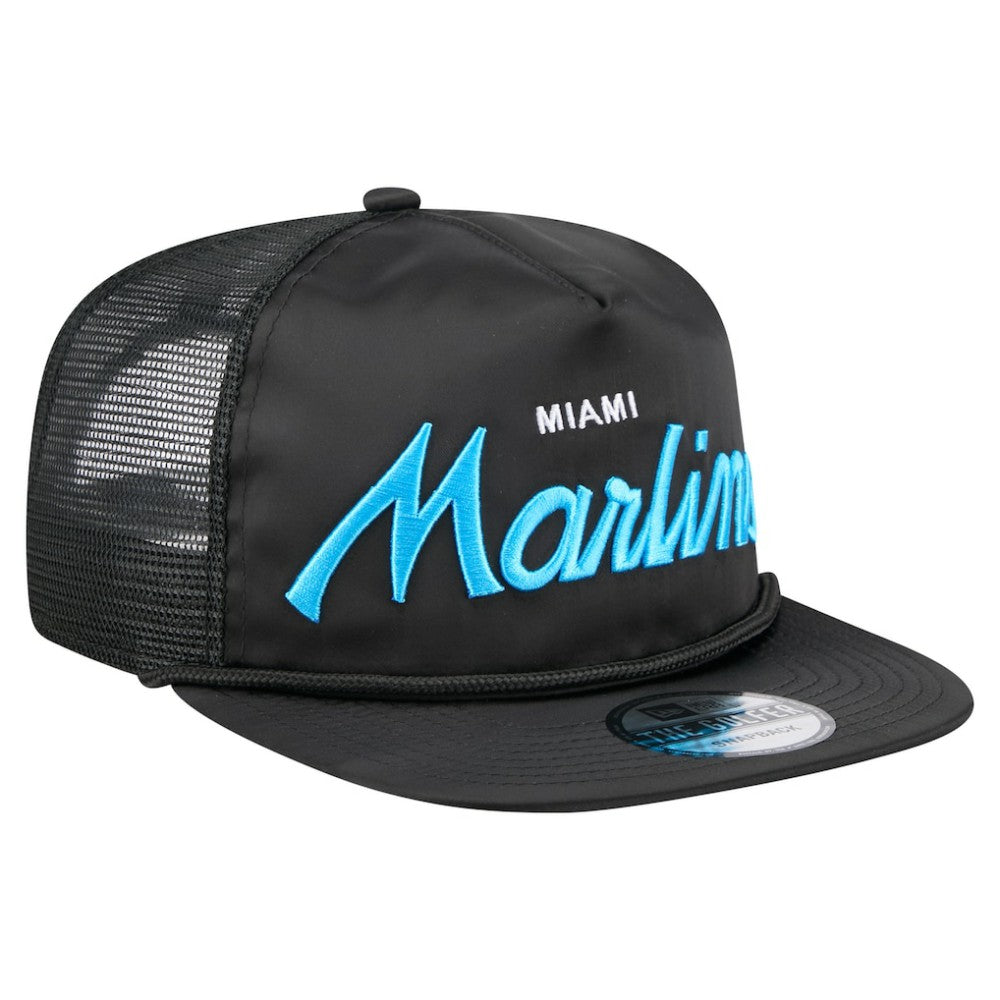 Miami Marlins New Era Retro Satin Script Golfer Adjustable Hat Online