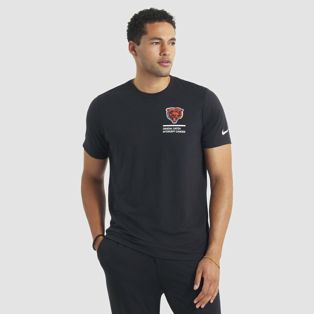 Chicago Bears Tall 2025 NFL Crucial Catch Tri-Blend Dri-FIT T-Shirt Black - Nike
