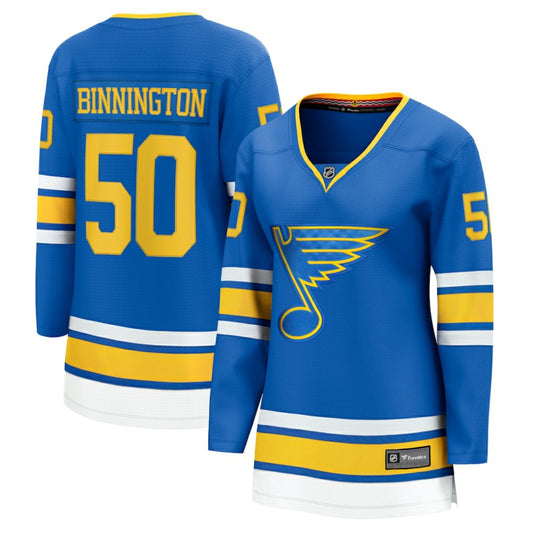 Jordan Binnington St. Louis Blues Fanatics Women's Home Breakaway Player Jersey - Blue | NHL Jerseys