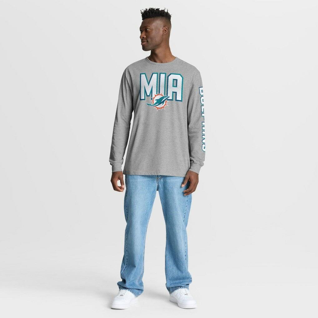 Miami Dolphins Hometown Sweep Legacy Long Sleeve T-Shirt Heather Gray - Fanatics