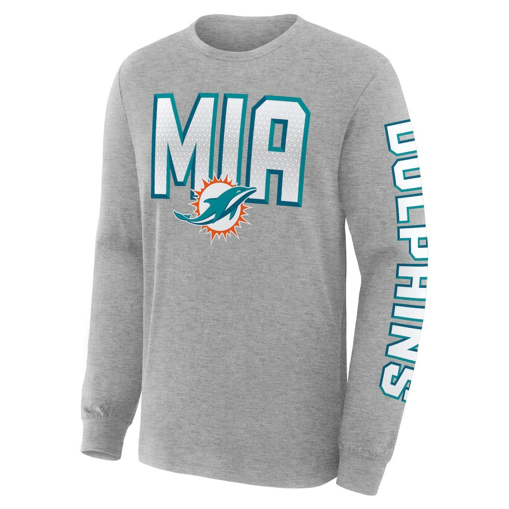 Miami Dolphins Hometown Sweep Legacy Long Sleeve T-Shirt Heather Gray - Fanatics