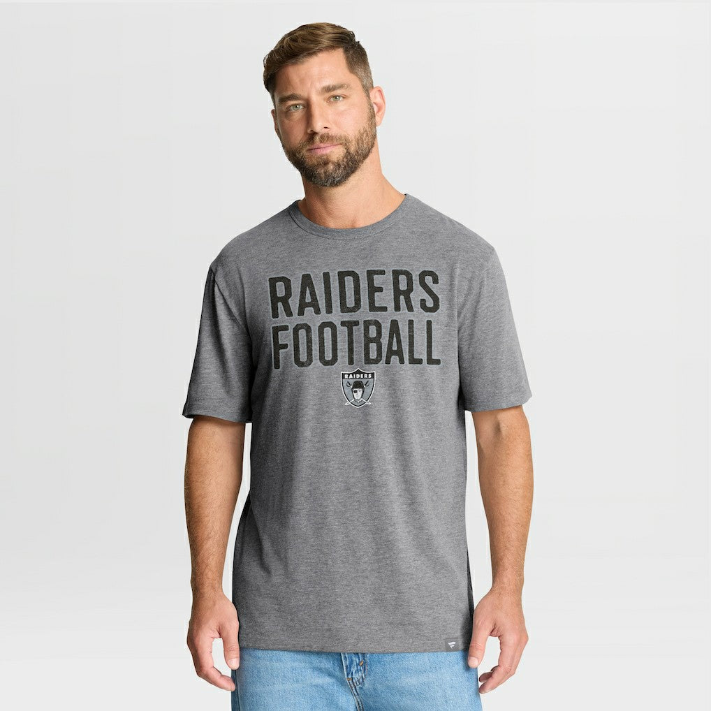 Las Vegas Raiders First Down Tribute Tri-Blend T-Shirt Heather Gray - Fanatics