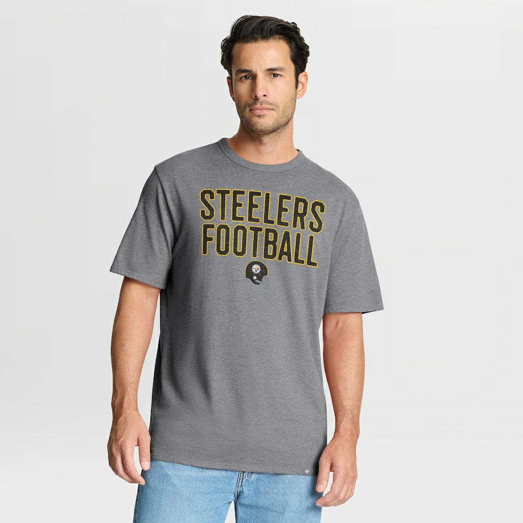 Pittsburgh Steelers First Down Tribute Tri-Blend T-Shirt Heather Gray - Fanatics