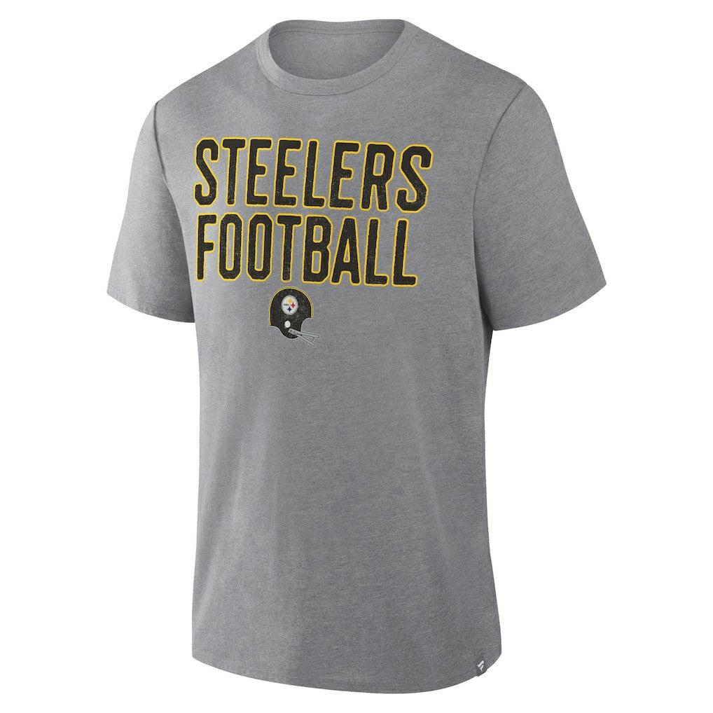 Pittsburgh Steelers First Down Tribute Tri-Blend T-Shirt Heather Gray - Fanatics