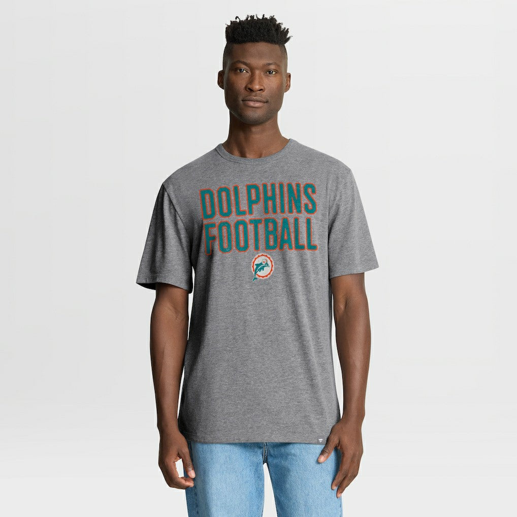 Miami Dolphins First Down Tribute Tri-Blend T-Shirt Heather Gray - Fanatics