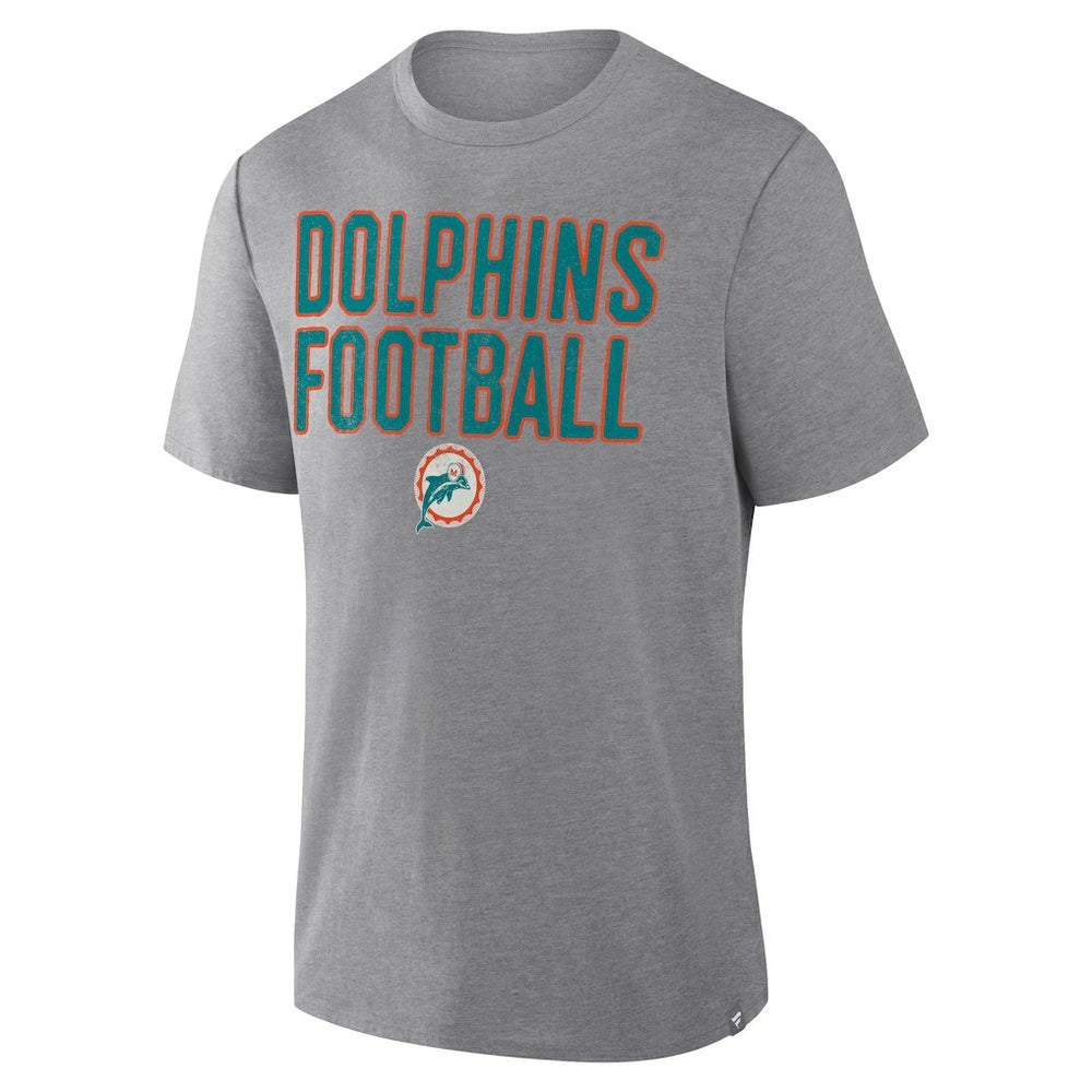 Miami Dolphins First Down Tribute Tri-Blend T-Shirt Heather Gray - Fanatics