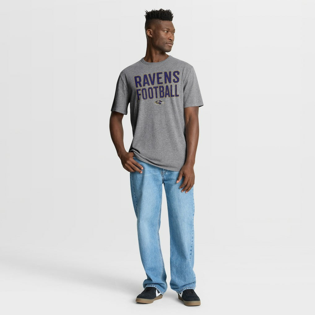 Baltimore Ravens First Down Tribute Tri-Blend T-Shirt Heather Gray - Fanatics