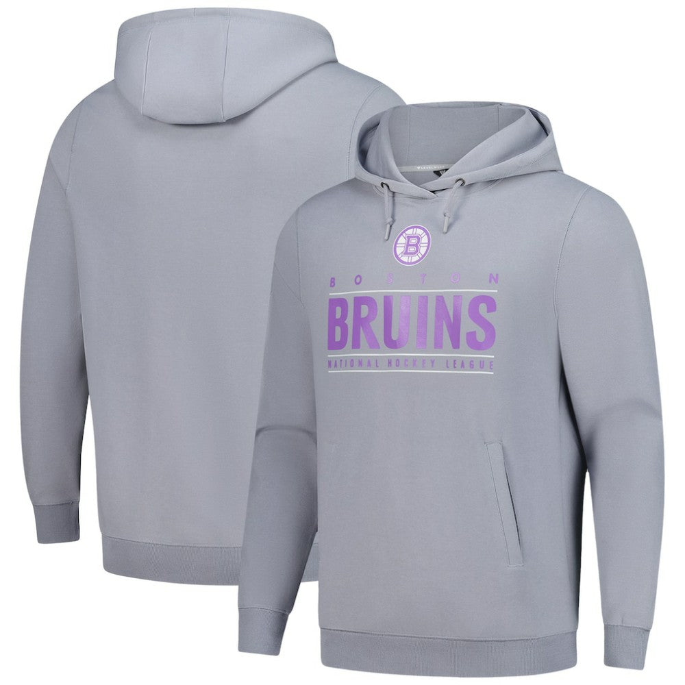 Boston Bruins Levelwear Hockey Fights Cancer Pulsar Off Season Tri-Blend Pullover Hoodie Gray