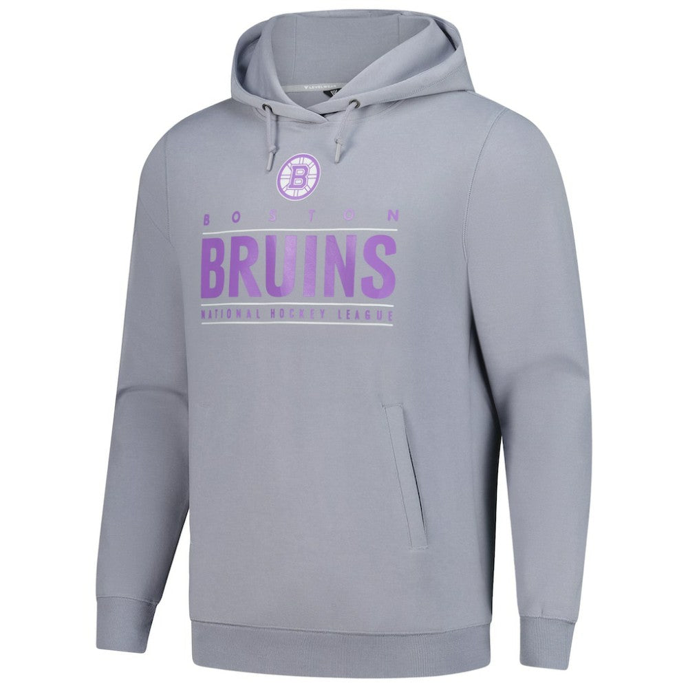 Boston Bruins Levelwear Hockey Fights Cancer Pulsar Off Season Tri-Blend Pullover Hoodie Gray